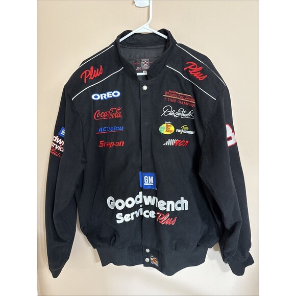 NASCAR Jacket Dale Earnhardt Sr 3 Goodwrench Coat Mens XL Snaps Black 1990’s - Picture 1 of 14